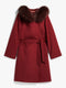 Studio Mango Fur Insert Hooded Wool Coat Red